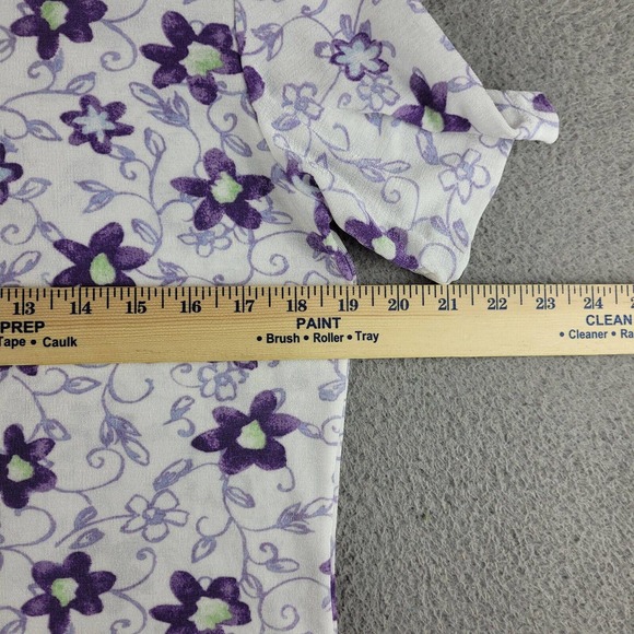 Vue Point Shirt Womens Large White Purple Floral Classiccore Grandmacore Tee - Picture 7 of 9
